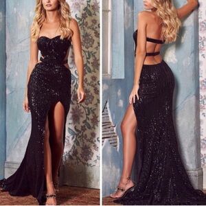 Elegant Black mermaid Sequin Evening Gown Size Small